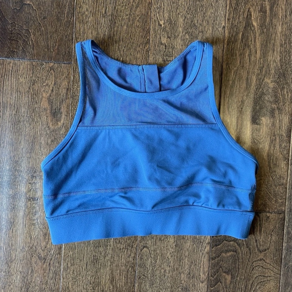Zyia Active Sports Bra Mesh Racerback Athletic Top Size M, Blue